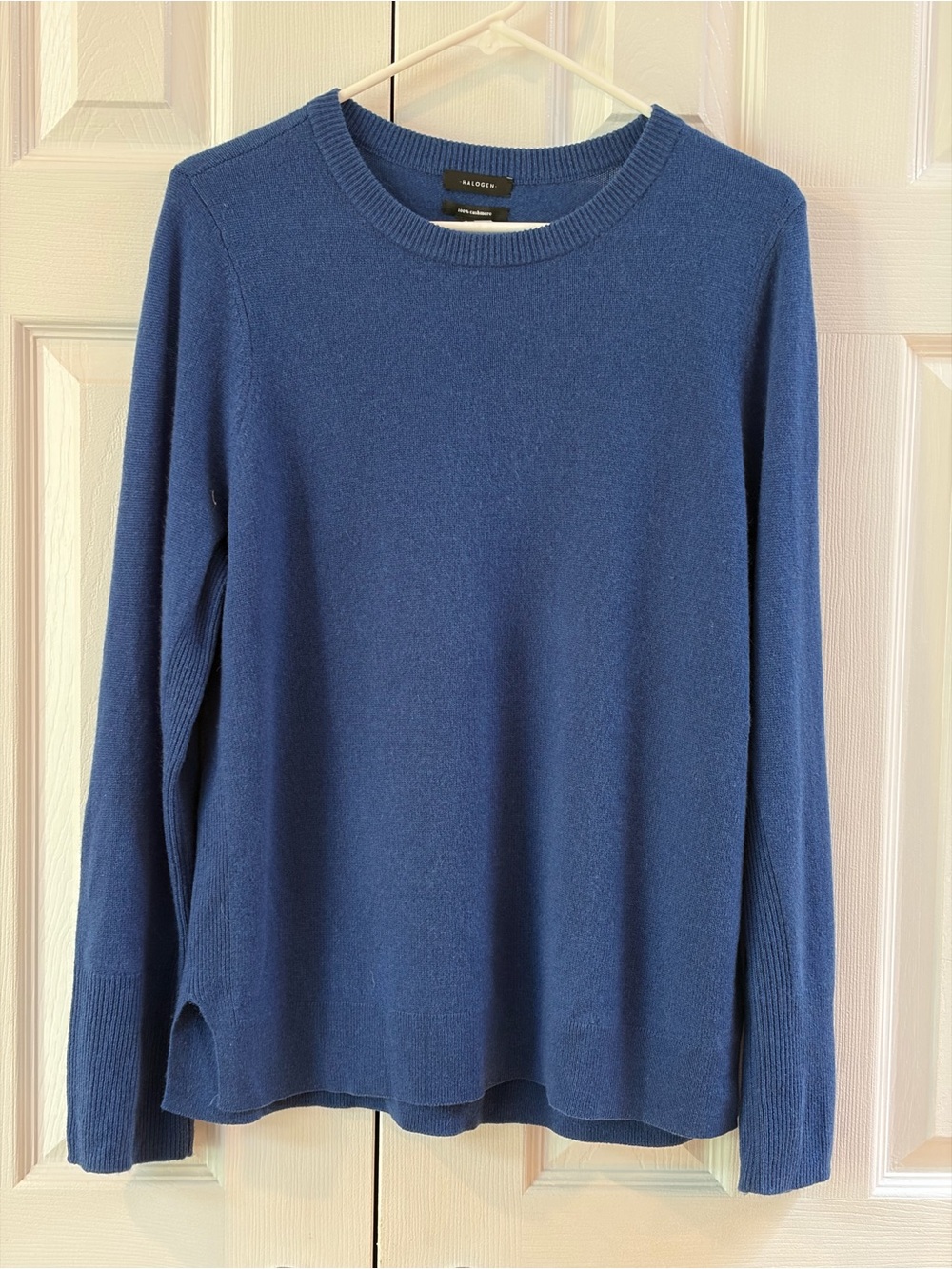 Nordstrom Halogen Royal Blue Cashmere Crew Neck Pullover Sweater Size L